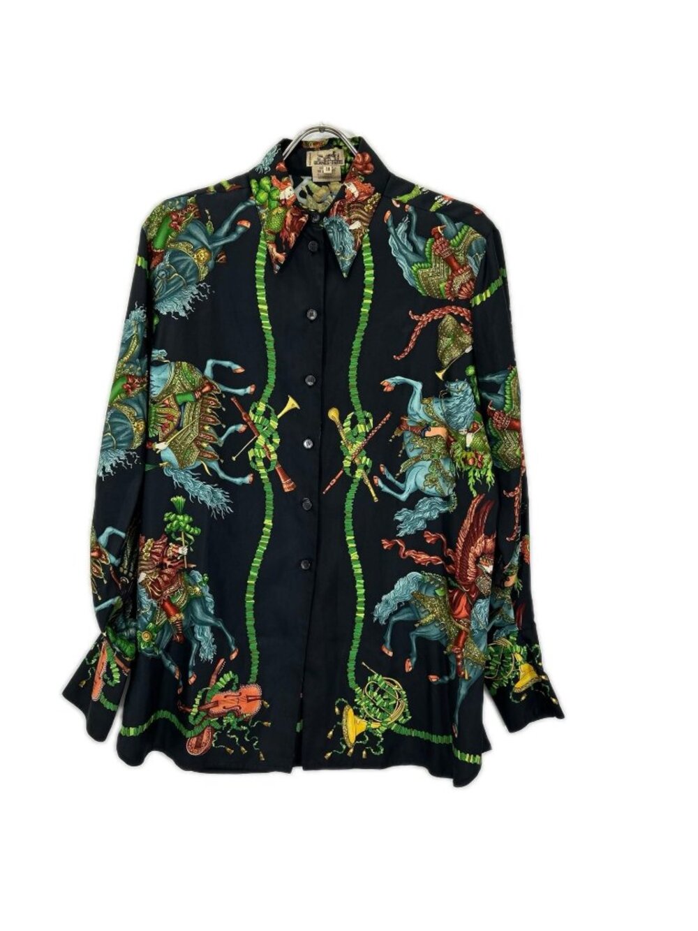 Hermes Black Vintage Silk Shirt 38